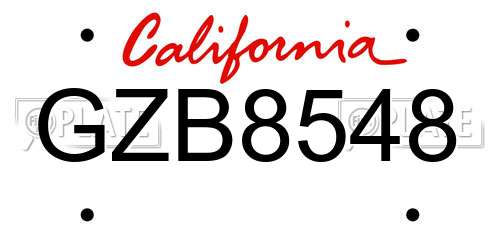 GZB8548 California License Plate