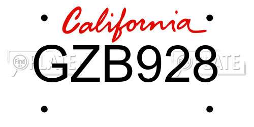 GZB928 California License Plate
