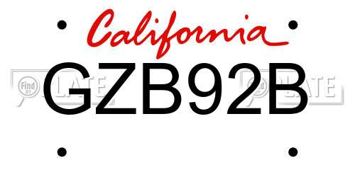 GZB92B California License Plate