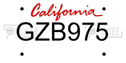 GZB975 California License Plate