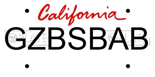 GZBSBAB California License Plate