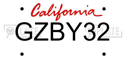 GZBY32 California License Plate