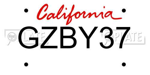 GZBY37 California License Plate