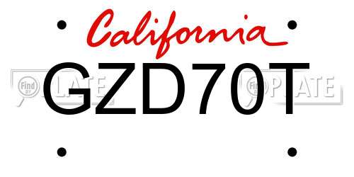 GZD70T California License Plate