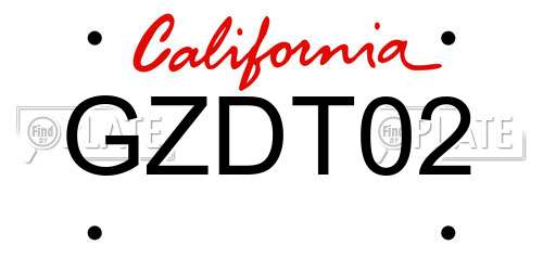 GZDT02 California License Plate