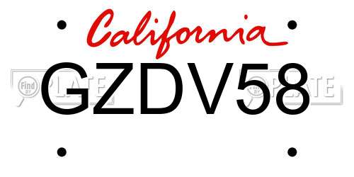 GZDV58 California License Plate
