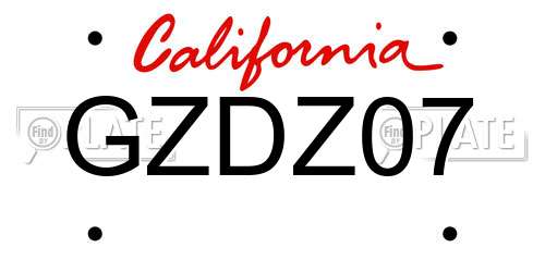GZDZ07 California License Plate