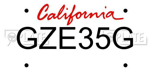 GZE35G California License Plate