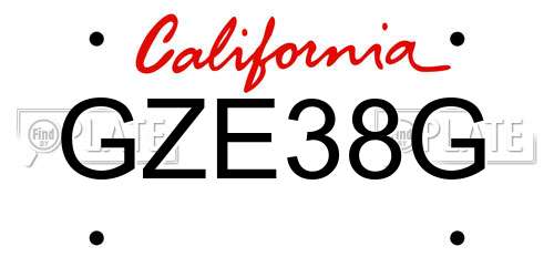 GZE38G California License Plate