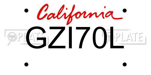 GZI70L California License Plate