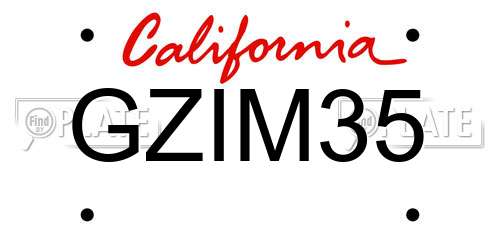 GZIM35 California License Plate