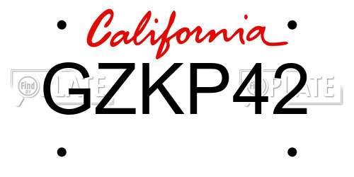 GZKP42 California License Plate