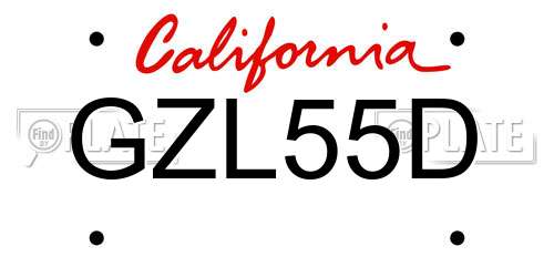 GZL55D California License Plate