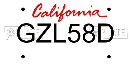 GZL58D California License Plate