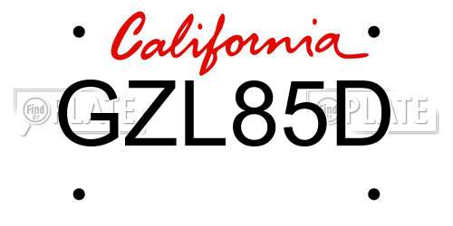 GZL85D California License Plate