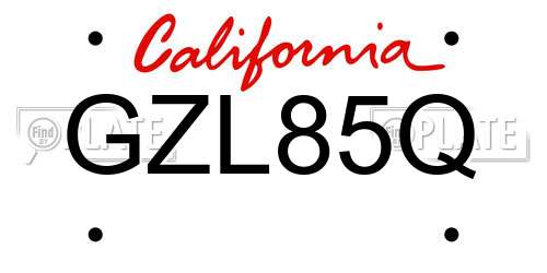 GZL85Q California License Plate