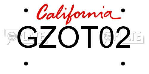 GZOT02 California License Plate