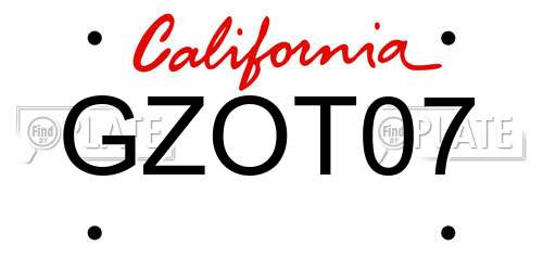 GZOT07 California License Plate