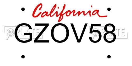 GZOV58 California License Plate