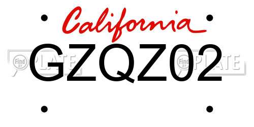 GZQZ02 California License Plate