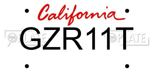 GZR11T California License Plate