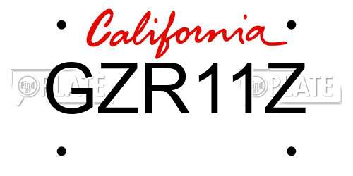 GZR11Z California License Plate