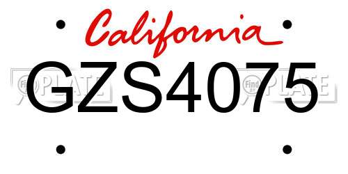 GZS4075 California License Plate