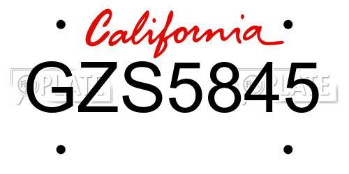 GZS5845 California License Plate