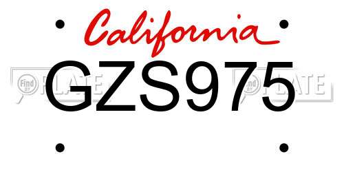 GZS975 California License Plate