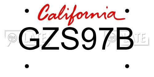 GZS97B California License Plate