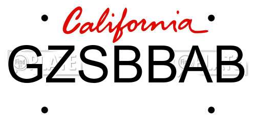 GZSBBAB California License Plate