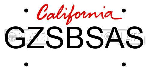 GZSBSAS California License Plate