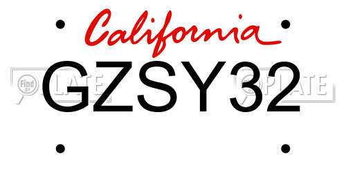 GZSY32 California License Plate