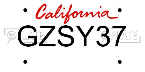 GZSY37 California License Plate