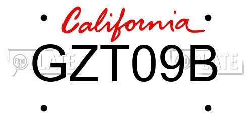 GZT09B California License Plate