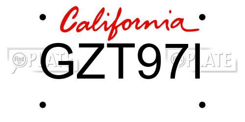 GZT97I California License Plate