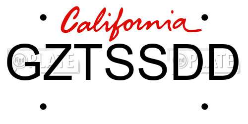 GZTSSDD California License Plate