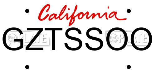 GZTSSOO California License Plate