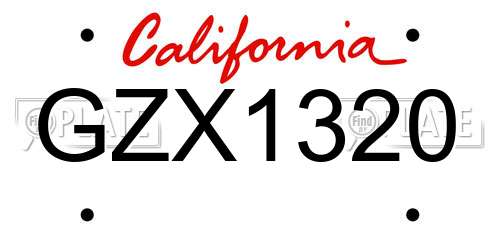 GZX1320 California License Plate