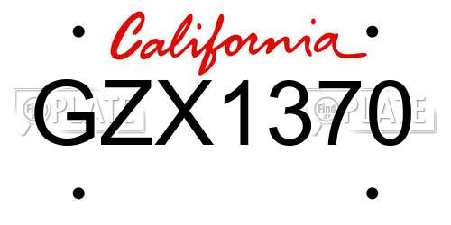 GZX1370 California License Plate