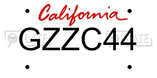 GZZC44 California License Plate