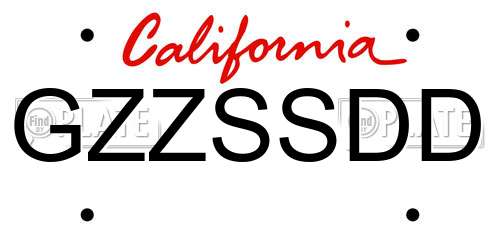 GZZSSDD California License Plate