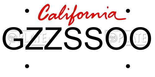 GZZSSOO California License Plate