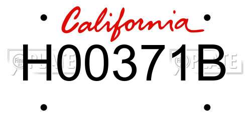 H00371B California License Plate
