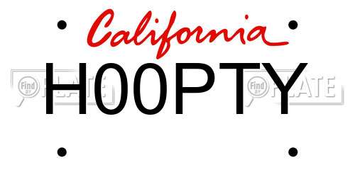 H00PTY California License Plate
