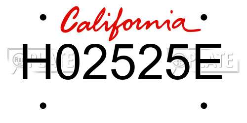 H02525E California License Plate