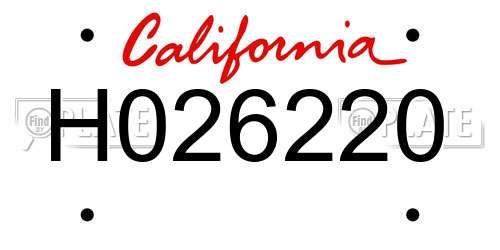 H026220 California License Plate