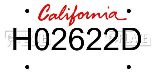 H02622D California License Plate