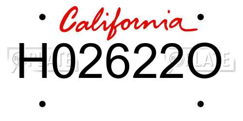 H02622O California License Plate