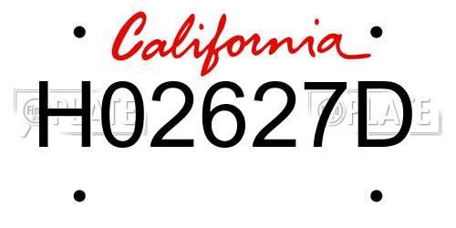 H02627D California License Plate